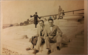Joe Croteau and chum Bull Isle Fountain Detroit circa 1930