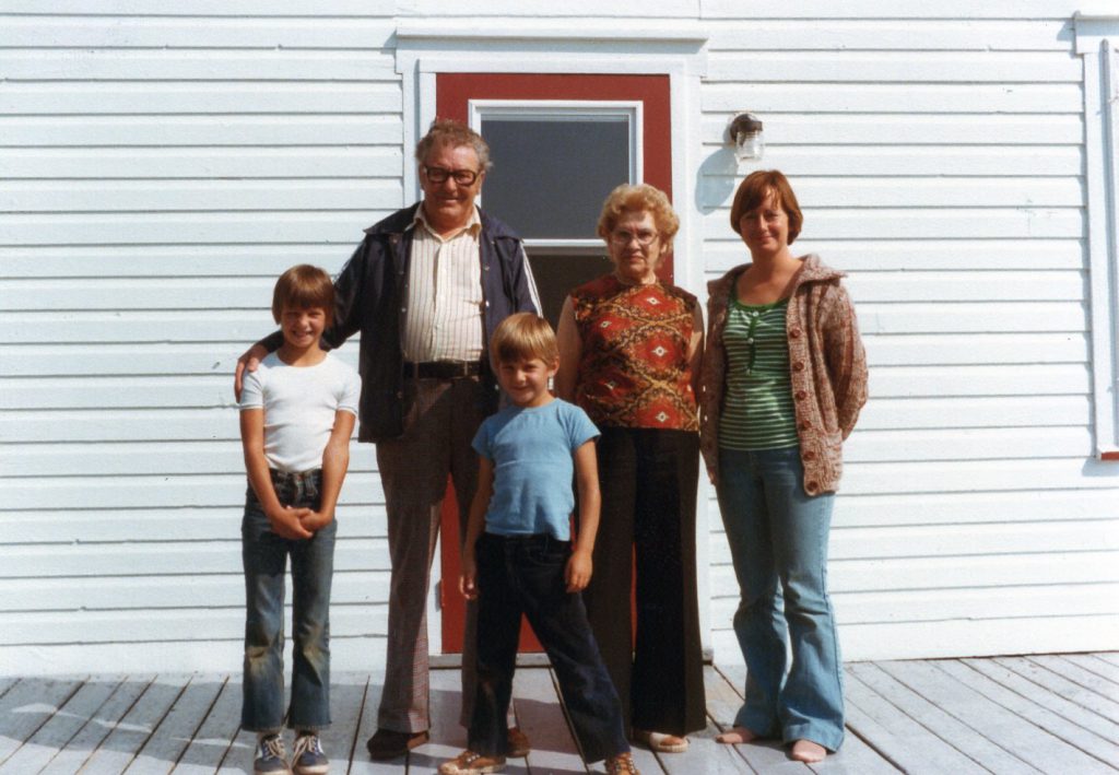 Alexandre Joseph; Leontine Joseph nee Horth with Denise, Duane and Lisa Hass at Paspebiac