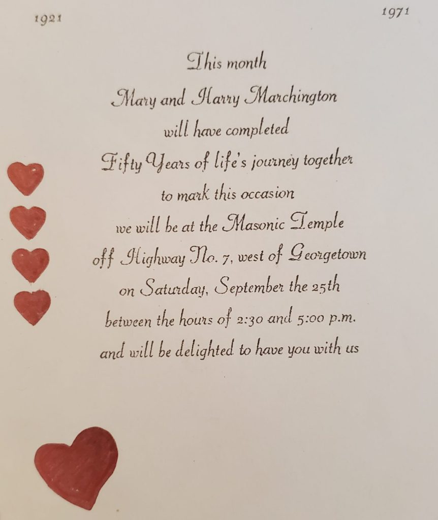 Harry and Mary Marchington 50th Anniversary